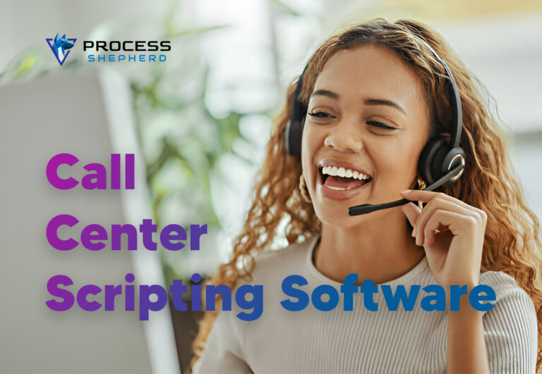 A happy agent using a Call Center Scripting Softwarelllll